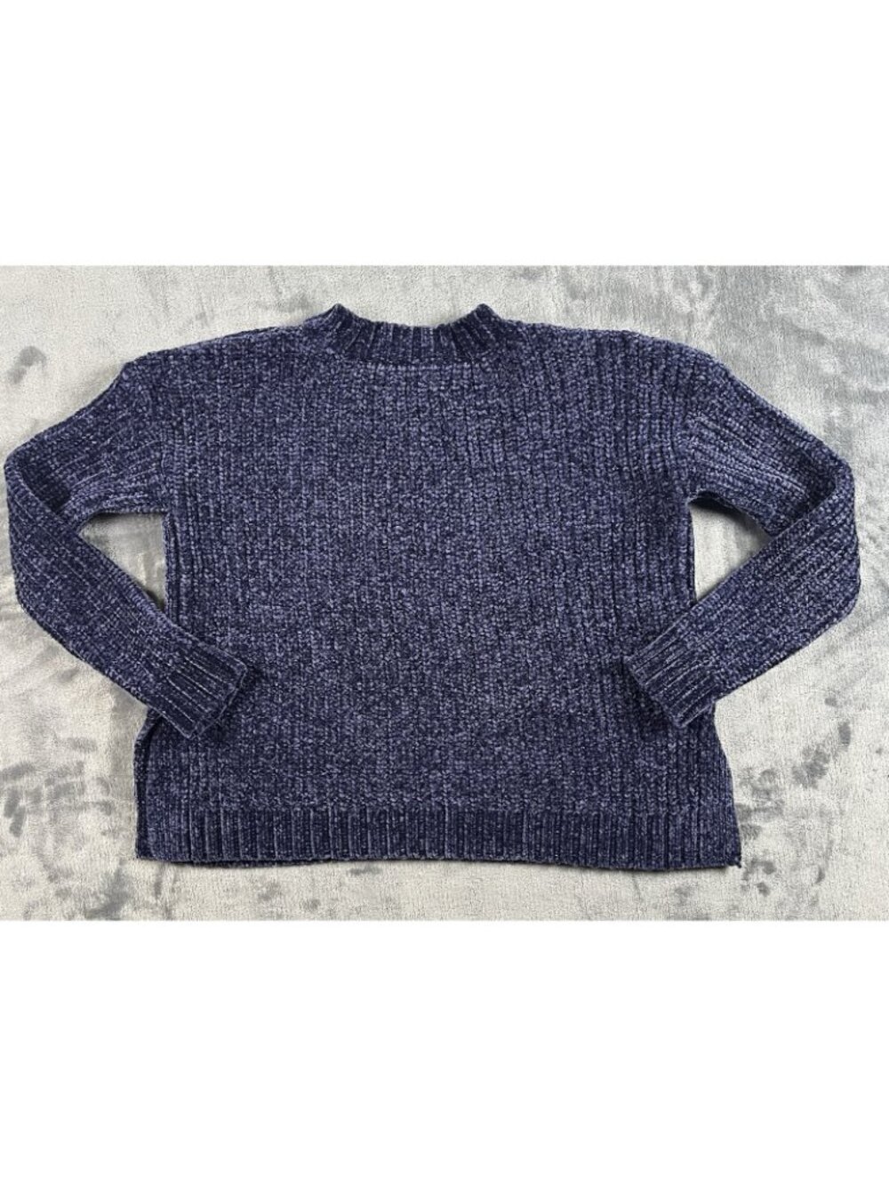 Aerie Sweater Womens Size XS Super Soft Chunky Chenille Blue Notched Pullover - Picture 2 of 7